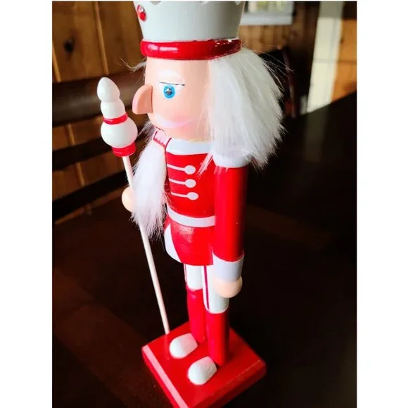 Red Christmas Nutcracker Soldier Holiday Decor Wooden Statue Xmas Decoration - Picture 4 of 6